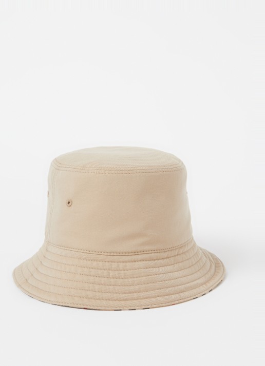 Burberry Gabardine Reversible bucket hoed met ruitdessin  - voorkant 2 donkerbeige