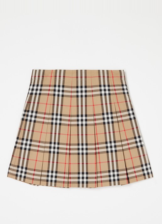 Burberry Gabrielle plooirok met ruitdessin - voorkant beige