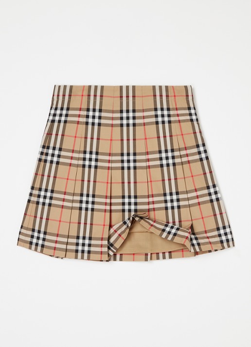 Burberry Gabrielle plooirok met ruitdessin - voorkant 2 beige