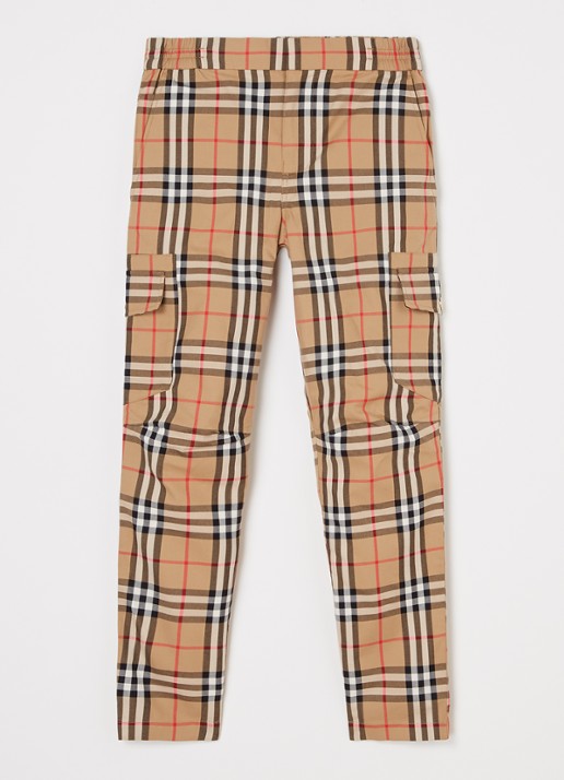 Burberry Gordon slim fit cargorboek met ruitdessin - voorkant 2 beige