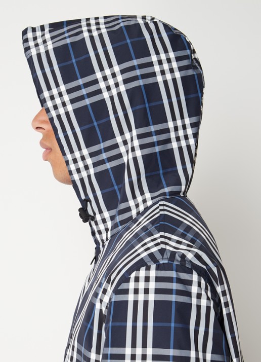 Burberry Hackney jack met capuchon en ruitdessin - detail 2 blauw