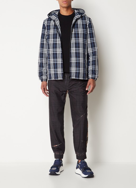 Burberry Hackney jack met capuchon en ruitdessin - voorkant 6 blauw