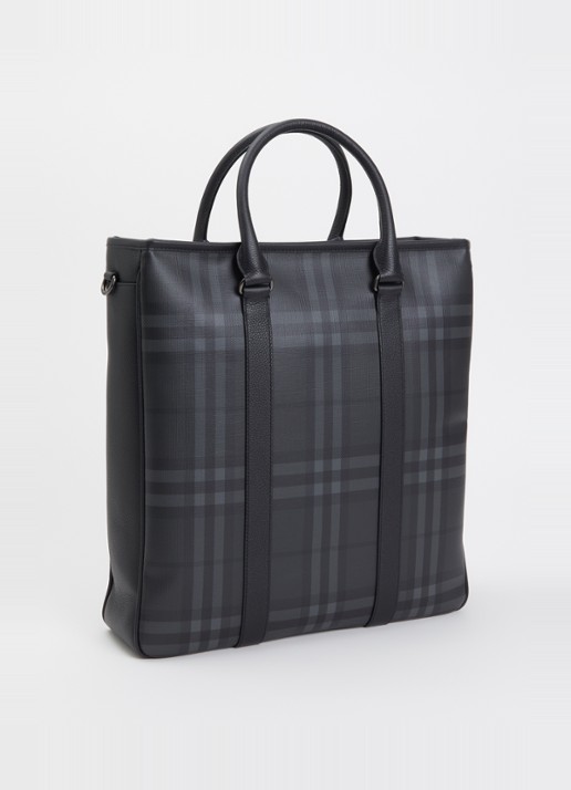 Burberry Handtas met ruitdessin en afneembare schouderriem - achterkant antraciet
