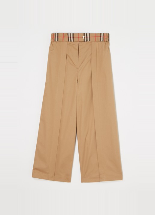 Burberry Hermia wide fit culotte met logoband - voorkant 2 beige