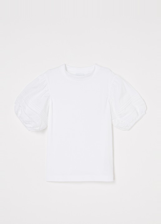 Burberry Hertha top met pofmouw en details van kant - voorkant wit