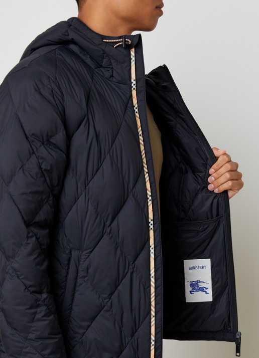Burberry Hescott gewatteerd jack met quilt patroon  - detail 5 zwart