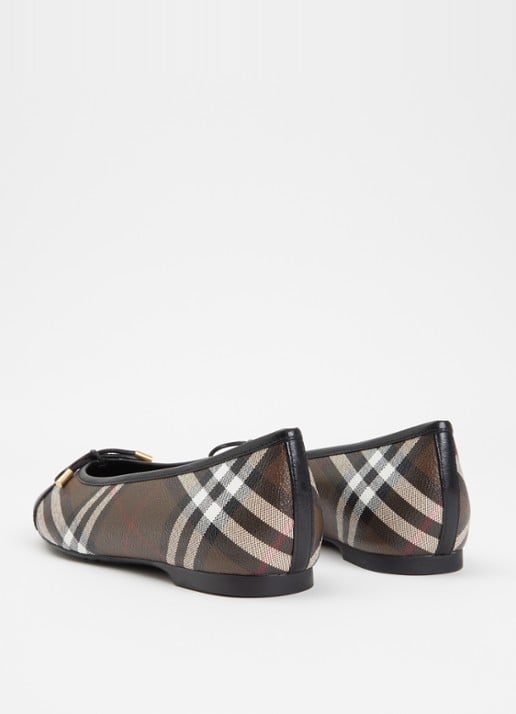 Burberry Highgate ballerina met ruitdessin en details van lamsleer - achterkant 6 multicolor
