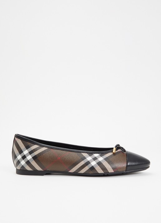 Burberry Highgate ballerina met ruitdessin en details van lamsleer