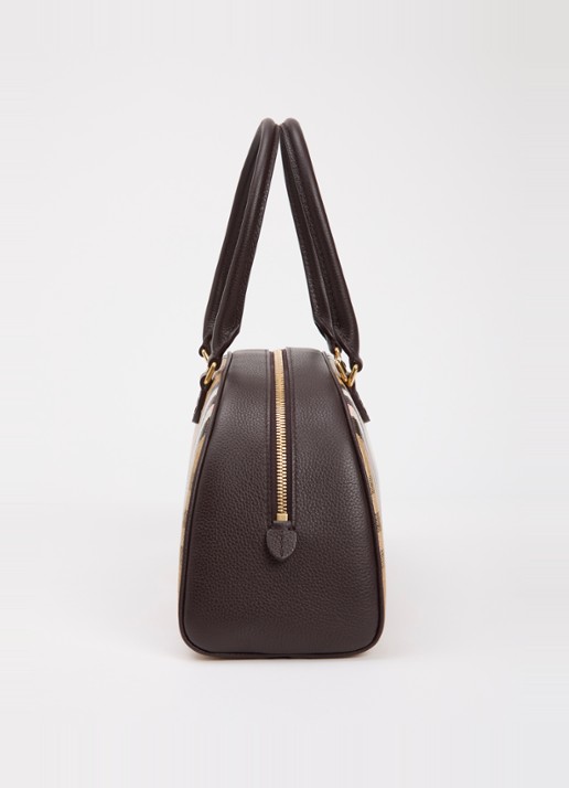 Burberry Highlands handtas met kalfsleren details en ruitdessin  - detail 5 zand
