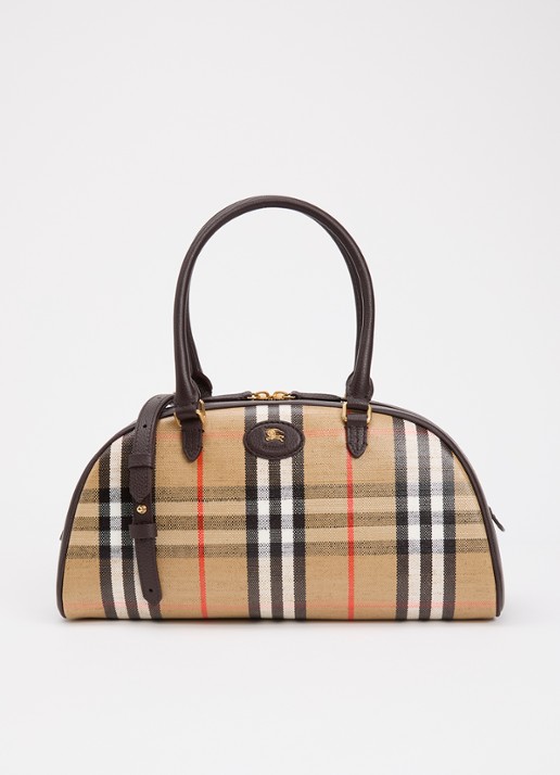 Burberry Highlands handtas met kalfsleren details en ruitdessin