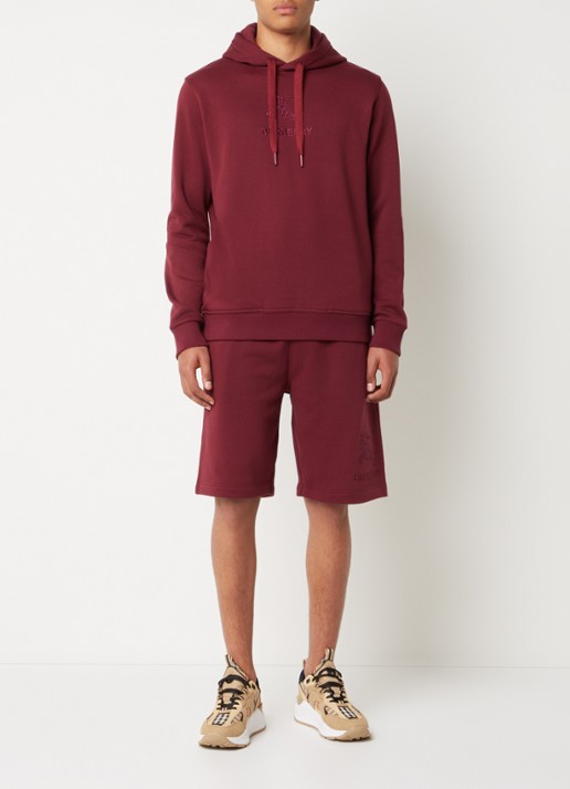 Burberry Hoodie met logoborduring - voorkant 6 bordeauxrood
