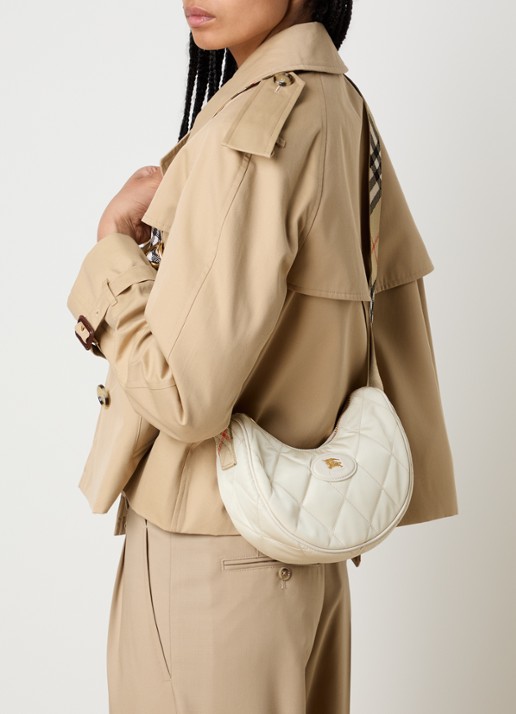 Burberry Horseshoe crossbodytas met quilt patroon en kalfsleren deails - voorkant 7 beige