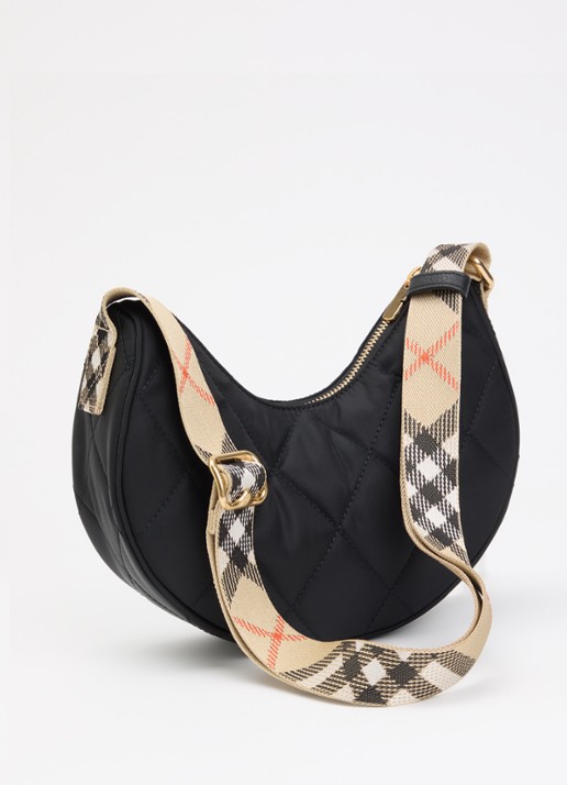 Burberry Horseshoe crossbodytas met quiltpatroon en kalfsleren deails - achterkant 6 zwart