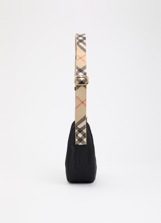 Burberry Horseshoe crossbodytas met quiltpatroon en kalfsleren deails - detail 2 zwart