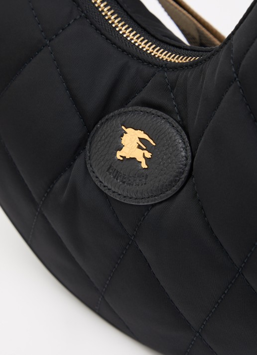 Burberry Horseshoe crossbodytas met quiltpatroon en kalfsleren deails - detail 3 zwart