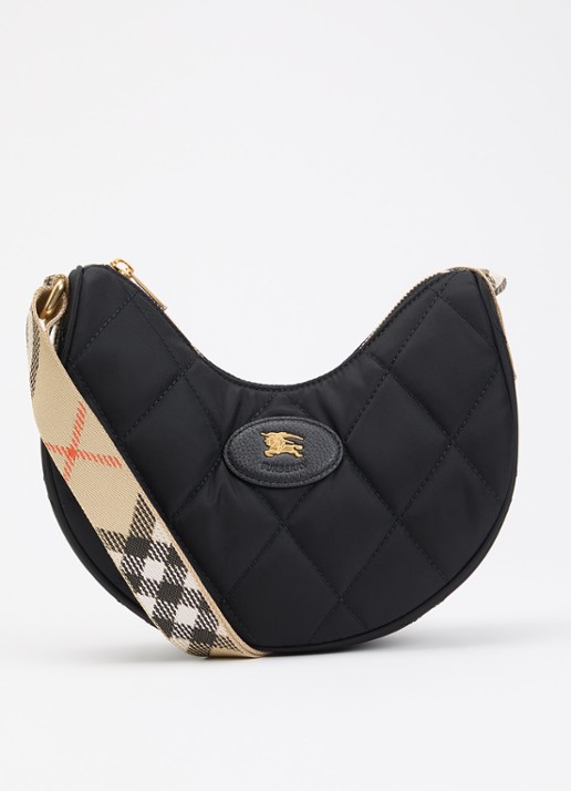 Burberry Horseshoe crossbodytas met quiltpatroon en kalfsleren deails - voorkant 5 zwart