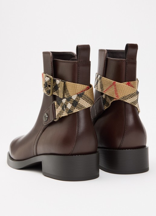 Burberry Huntley enkellaarsje van kalfsleer - achterkant 5 kastanjebruin