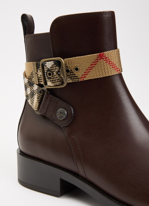 Burberry Huntley enkellaarsje van kalfsleer - detail 3 kastanjebruin
