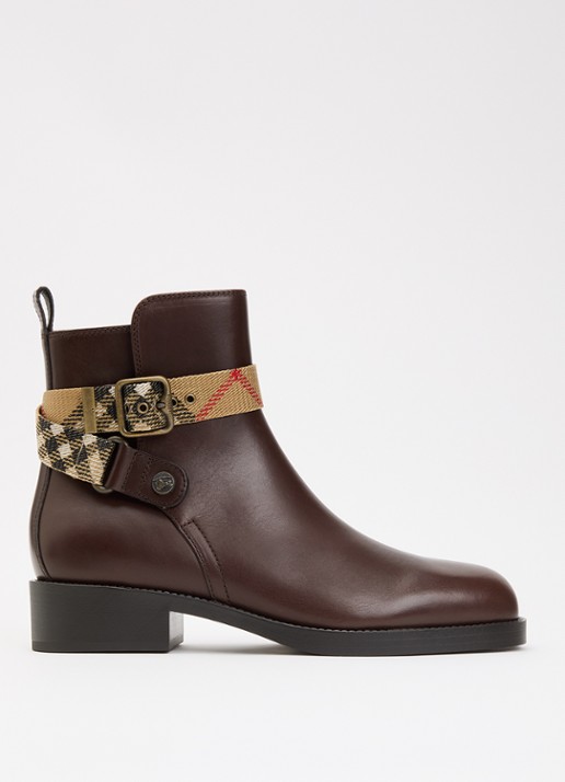 Burberry Huntley enkellaarsje van kalfsleer