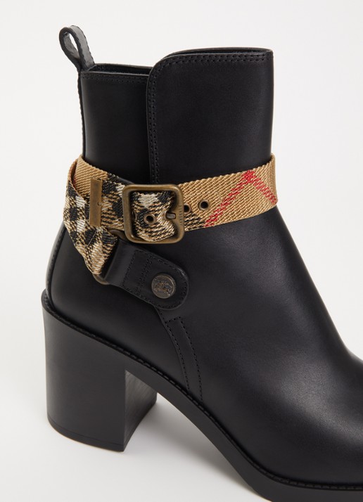 Burberry Huntley enkellaarsje van kalfsleer - detail 3 zwart