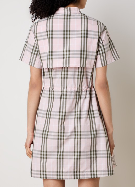 Burberry Isotta mini tuniekjurk met ruitdessin - achterkant lichtroze