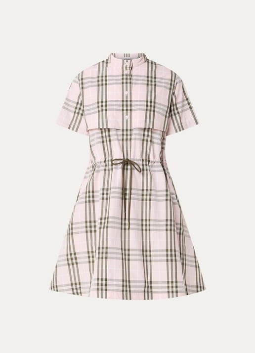 Burberry Isotta mini tuniekjurk met ruitdessin - voorkant 4 lichtroze