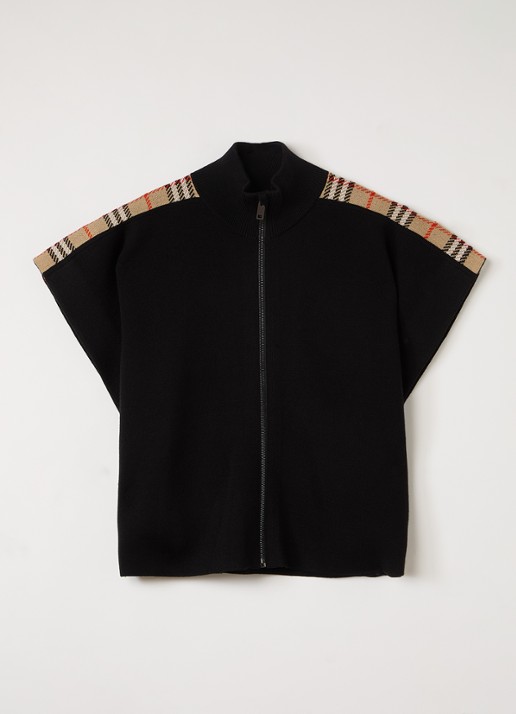 Burberry Izza fijngebreid vest - voorkant zwart