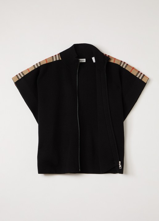 Burberry Izza fijngebreid vest - voorkant 2 zwart