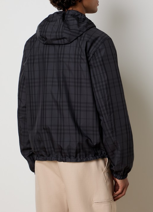 Burberry Jack met ruitdessin en ritszakken - achterkant antraciet