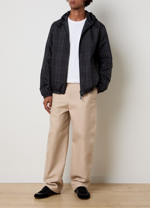 Burberry Jack met ruitdessin en ritszakken - voorkant 7 antraciet