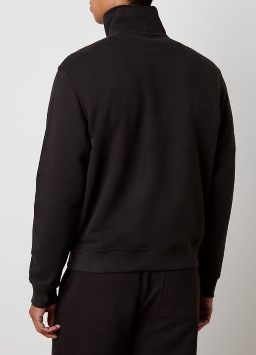 Burberry Jacob sweater met halve rits en logoborduring - achterkant 5 chocoladebruin