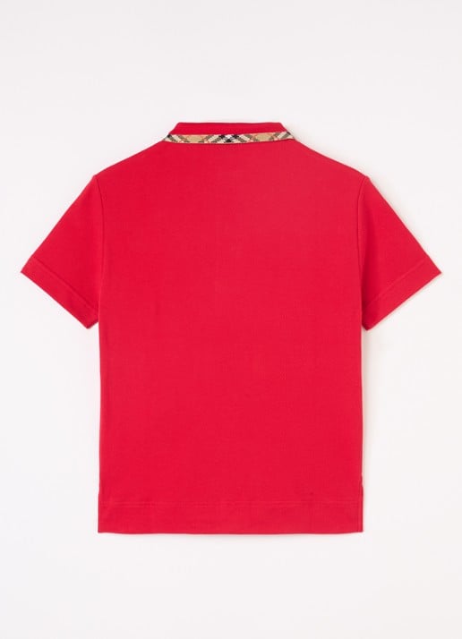 Burberry Johane polo van piqué katoen met logoborduring - voorkant 2 rood