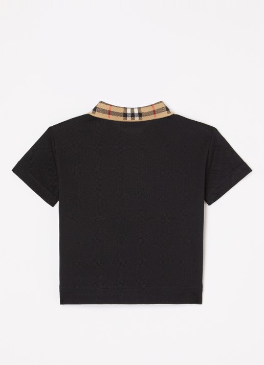Burberry Johane polo van piqué katoen - voorkant 2 zwart