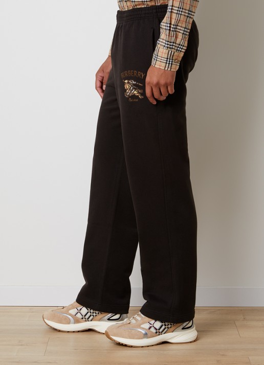 Burberry Jonny straight fit joggingbroek met logoborduring - detail 2 chocoladebruin