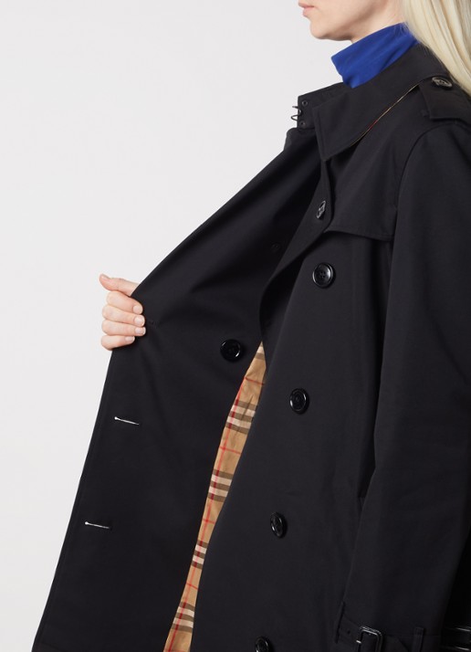 Burberry Kensington double-breasted trenchcoat met ceintuur - detail 3 zwart