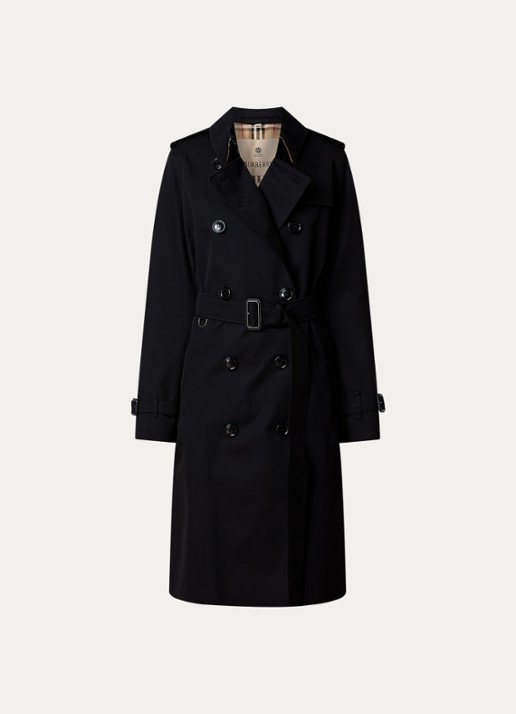 Burberry Kensington trenchcoat met ceintuur - voorkant 2 zwart