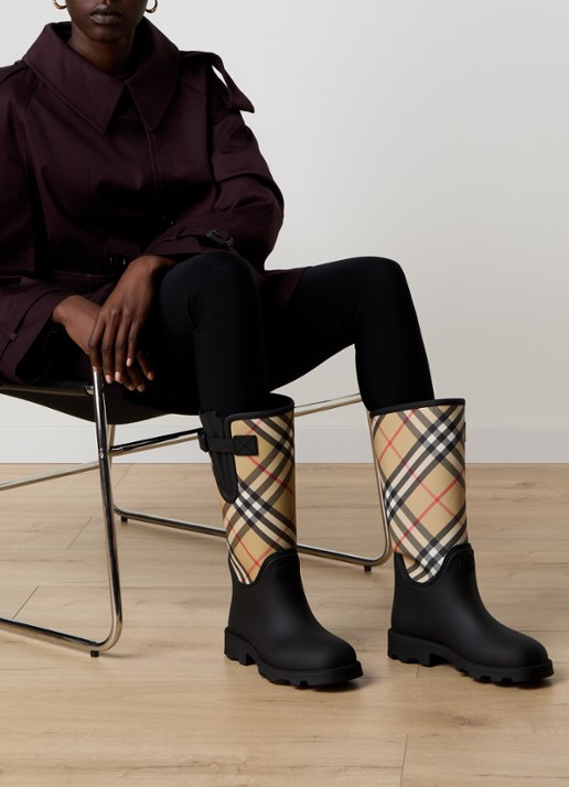 Burberry Laars met ruitdessin - voorkant 5 zwart