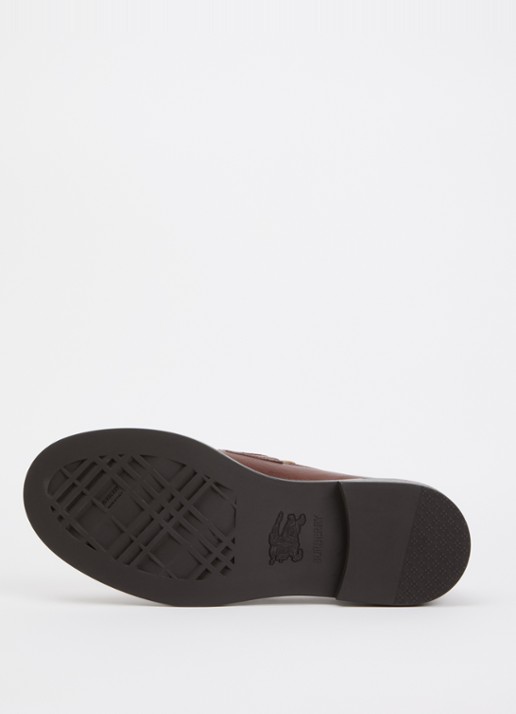 Burberry Loafer van kalfsleer met ruit dessin - detail 3 hazelnootbruin