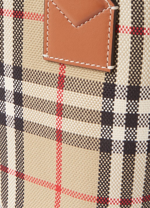 Burberry London Mini shopper met ruitdessin en kalfsleren details - detail 7 beige