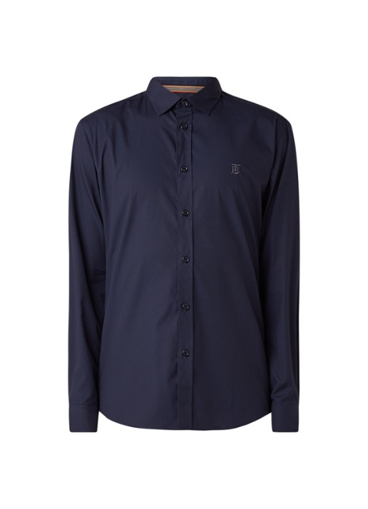 Burberry Louis regular fit overhemd met kentkraag - voorkant donkerblauw