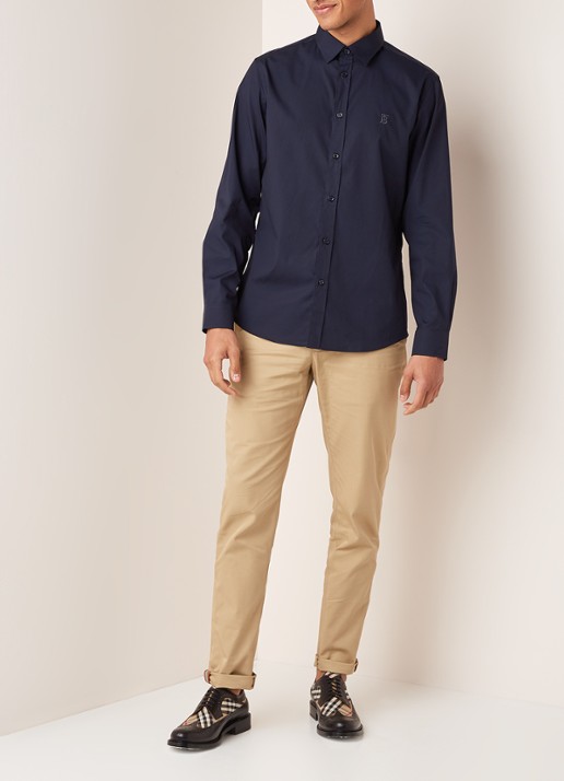Burberry Louis regular fit overhemd met kentkraag - voorkant 2 donkerblauw