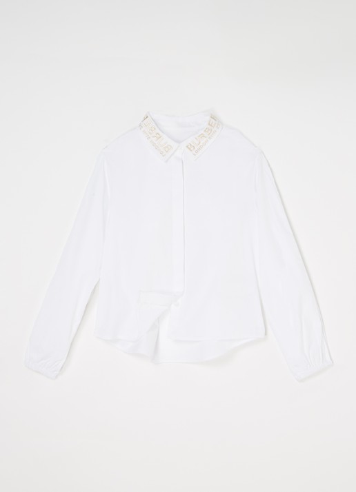 Burberry Lynette blouse met logoborduring - voorkant 3 wit