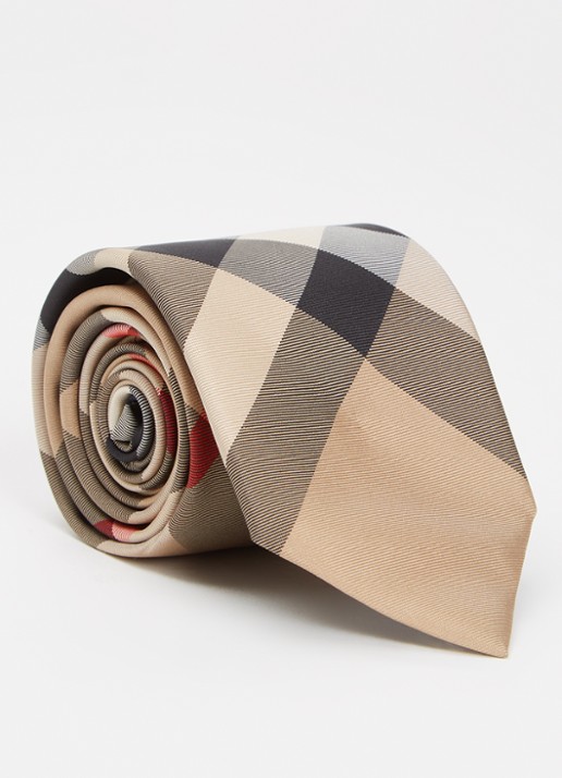 Burberry Manston stropdas van zijde - voorkant beige