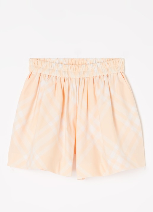 Burberry Marcy wide fit korte broek met ruitdessin - voorkant perzikroze