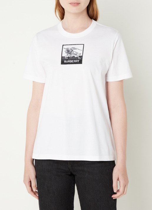 Burberry Margot T-shirt met logoborduring  - detail 2 wit