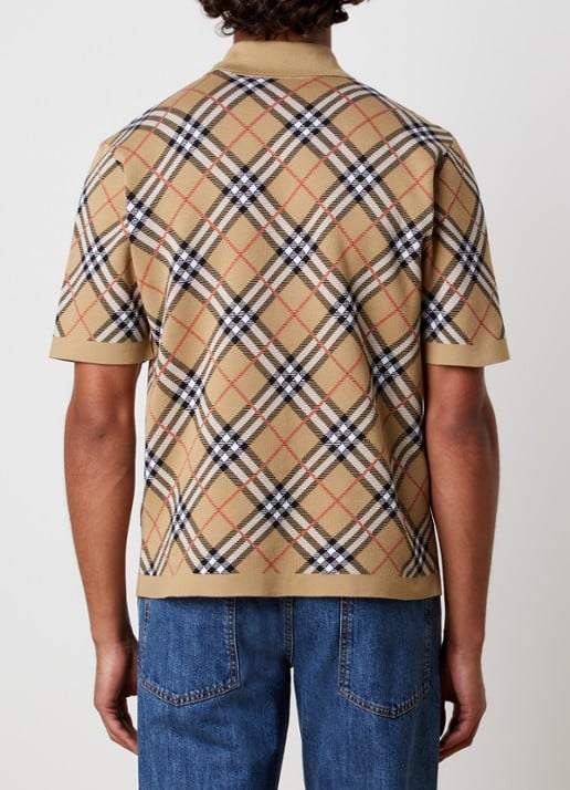 Burberry Marlow fijngebreide polo met ruitdessin - achterkant 3 zand