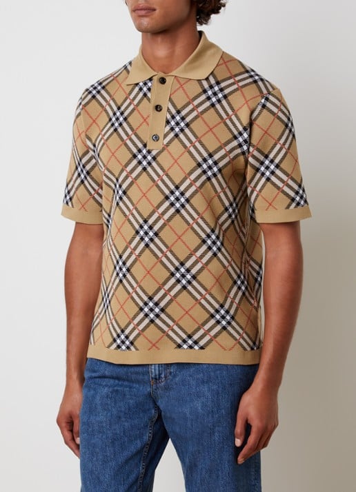Burberry Marlow fijngebreide polo met ruitdessin