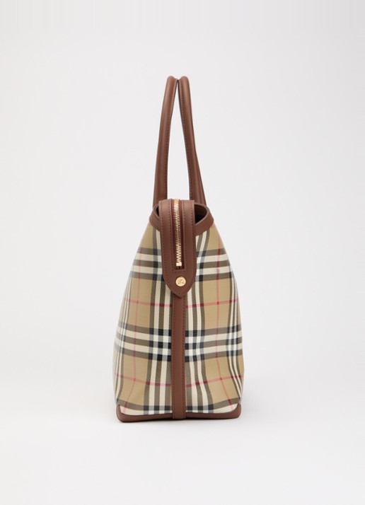 Burberry Medium Check Zip shopper met kalfsleren details - detail 4 beige