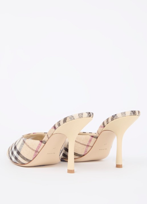 Burberry Mews muiltje in linnenblend met ruitdessin - achterkant 7 beige