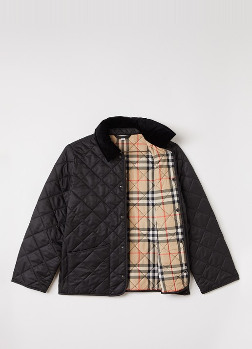 Burberry Milo jack met quiltpatroon - voorkant 2 zwart